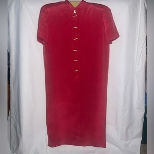 SHOMI Dress. Size 6, 100% brushed silk, coral/red color